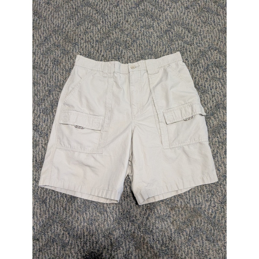 LL Bean Mens 32 Khaki Ripstop Cargo Shorts Cotton Tan 0FVB8 Outdoors Hiking
